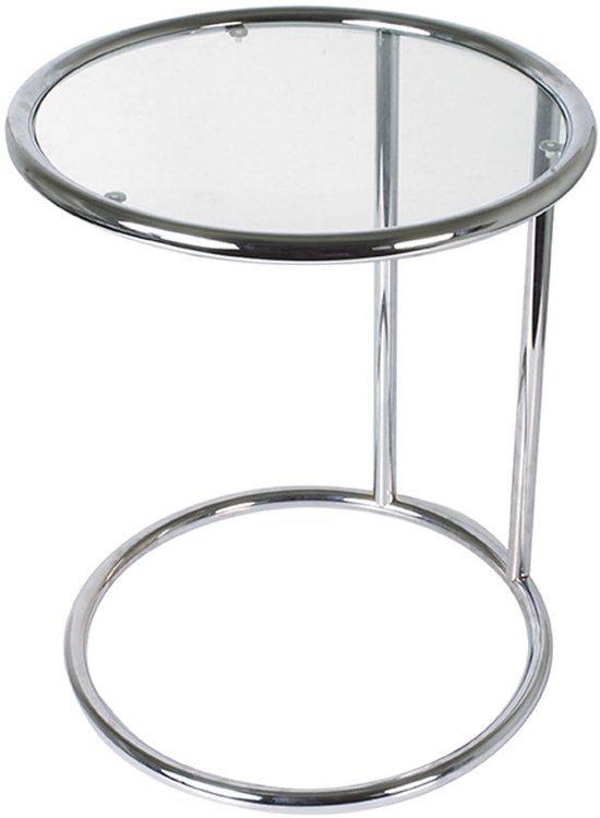 Side table - Glas met Staal, Chroom - 44x54cm