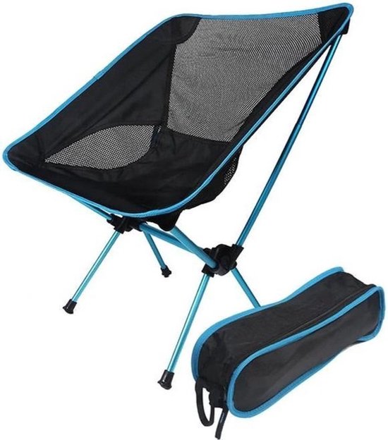 TIMBER RIDGE Strandstoel, inklapbaar, licht, campingstoel, opvouwbaar, belastbaar tot 150 kg, met lage stoelpoten, ademende rugleuning van mesh, blauw