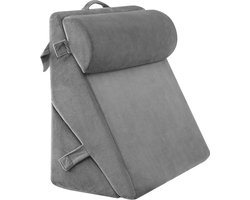 Q-Living Leeskussen - Lekker Lui Lezen Kussen - Leeskussen Voor In Bed - Fluweel Grijs - 2-Delig