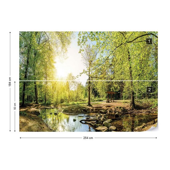 Papier peint Piscine Calm Forest | V4 - 254 cm x 184 cm | Polaire 130gr / m2