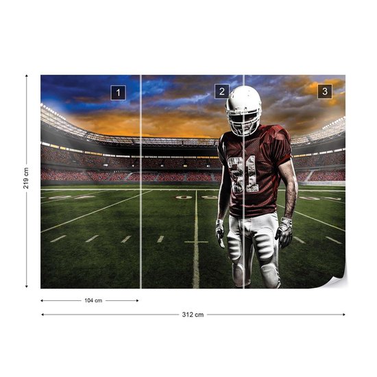 Papier peint Stade de football américain | XXL - 312 cm x 219 cm | Polaire 130g / m2