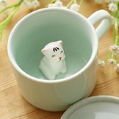 Koffie-melk-thee-keramische mok - 3D Dier-ochtendschaal beste cadeau voor ochtenddrank en bruiloften, verjaardagen, Vaderdag BigNoseDeer (kat)