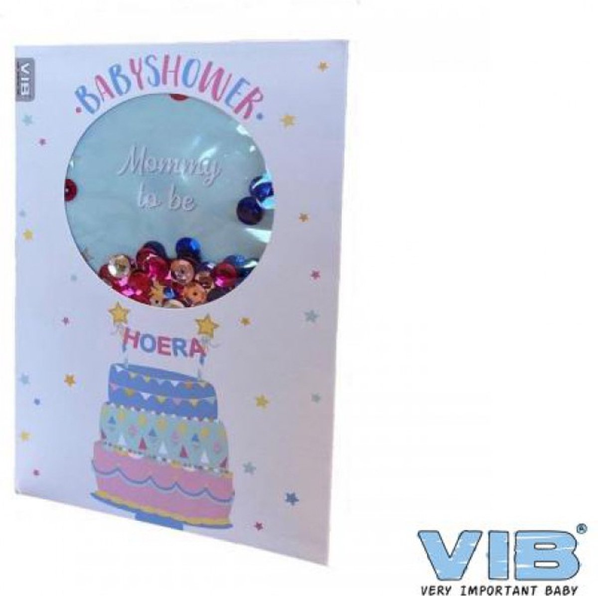 Wenskaart Schudbaar met pailleten Baby Shower UNI