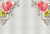 Fotobehang Pink Blossom Flower Pattern | XXXL - 416cm x 254cm | 130g/m2 Vlies