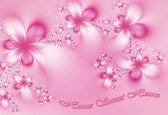 Fotobehang Flowers Home Pink | XXXL - 416cm x 254cm | 130g/m2 Vlies