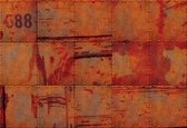 Fotobehang Metal Wall Texture Rust Orange | XXXL - 416cm x 254cm | 130g/m2 Vlies