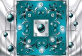 Fotobehang Turquoise Diamond Abstract Modern | XXL - 312cm x 219cm | 130g/m2 Vlies