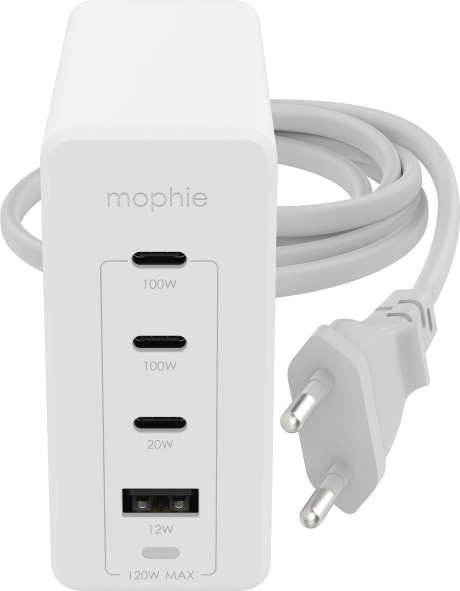 mophie speedport 120W snellader - USB C+A - Wit