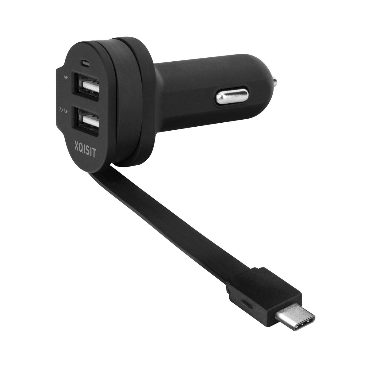 Xqisit Dual USB Sigarettenplug Autolader USB-C - Zwart 6A