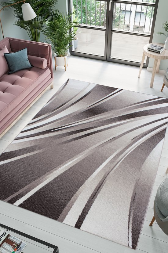 Flycarpets Jaden Modern Vloerkleed - Bruin / Creme - 160x230 cm - Laagpolig Tapijt Woonkamer