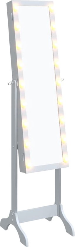 vidaXL - Spiegel - vrijstaand - met - LED's - 34x37x146 - cm - wit