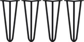 4 x Tafelpoten staal - Lengte: 30.5cm - 3 pin - 12mm - Zwart - SkiSki Legs ™ - Retro hairpin pinpoten