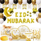 Eid mubarak - Suikerfeest - Feestpakket - Ramadan decoratie - Slingers - Ballonnen set - Goud - Offerfeest - Versiering - 138 delig