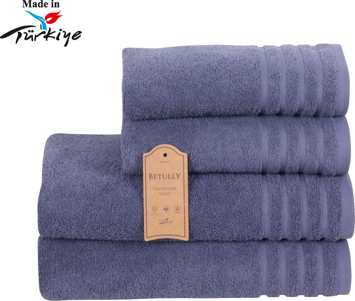 Veehaus Betully - Handdoeken Set - 50x100 - 70x140cm - set van 4 - Hotelkwaliteit – Zware kwaliteit 500 g/m2 Blauw
