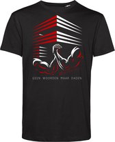 T-shirt Geen Woorden Maar Daden | Feyenoord Supporter | Shirt Rotterdam | Zwart | maat S