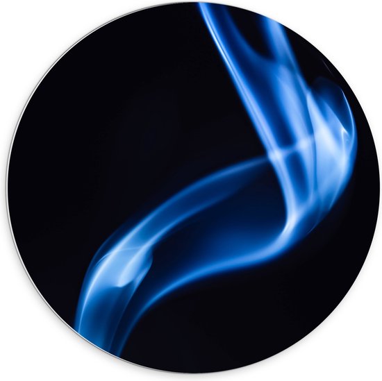 PVC Schuimplaat Muurcirkel - Blauwe Abstracte Streep tegen Zwarte Achtergrond - 70x70 cm Foto op Muurcirkel (met ophangsysteem)
