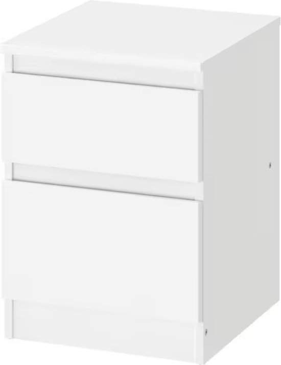 KULLEN - Ladekast - 2 lades - Wit - 35x49 cm - Ook te gebruiken als nachtkastje - Woonkamer - Slaapkamer - Spaanplaat - Hardboard - Kunstof rand - Papierfolie