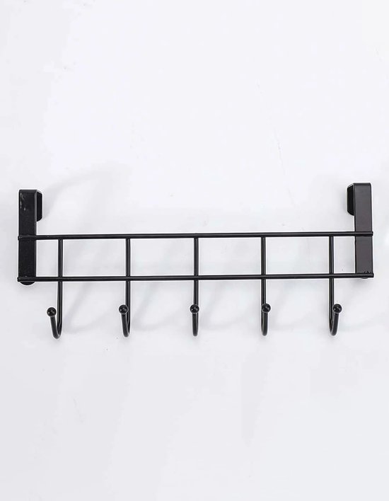 Kast Deurhanger Deurhaak Keuken - Deur kapstok - Ophanghaken Deur - Kapstokken met 5 haken - Kleding&jassen Ophangen - Handdoeken - Deur handdoek & Kledinghanger - Woonaccessoires - Zwart