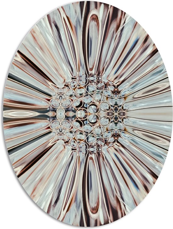 PVC Schuimplaat Ovaal - Close-up van Kristal in Vorm van Bloem - 72x96 cm Foto op Ovaal (Met Ophangsysteem)