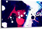 Canvas - Abstracte Roze en Witte Vlekken in Blauwe Ondergrond - 120x80 cm Foto op Canvas Schilderij (Wanddecoratie op Canvas)