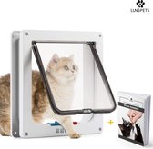 Lunspets Kattenluik voor grote & kleine katten - Kattenluikje - Kattenluikje binnendeur - Kattendeur - Wit - Magnetische sluiting - Waterdicht - voor Binnen & Buitendeuren - 23.5 x 25.5 x 5.5 cm - Size L - Inclusief E-book!
