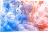 Acrylglas - Blauwe en Oranje Rook tegen Witte Achtergrond - 90x60 cm Foto op Acrylglas (Met Ophangsysteem)