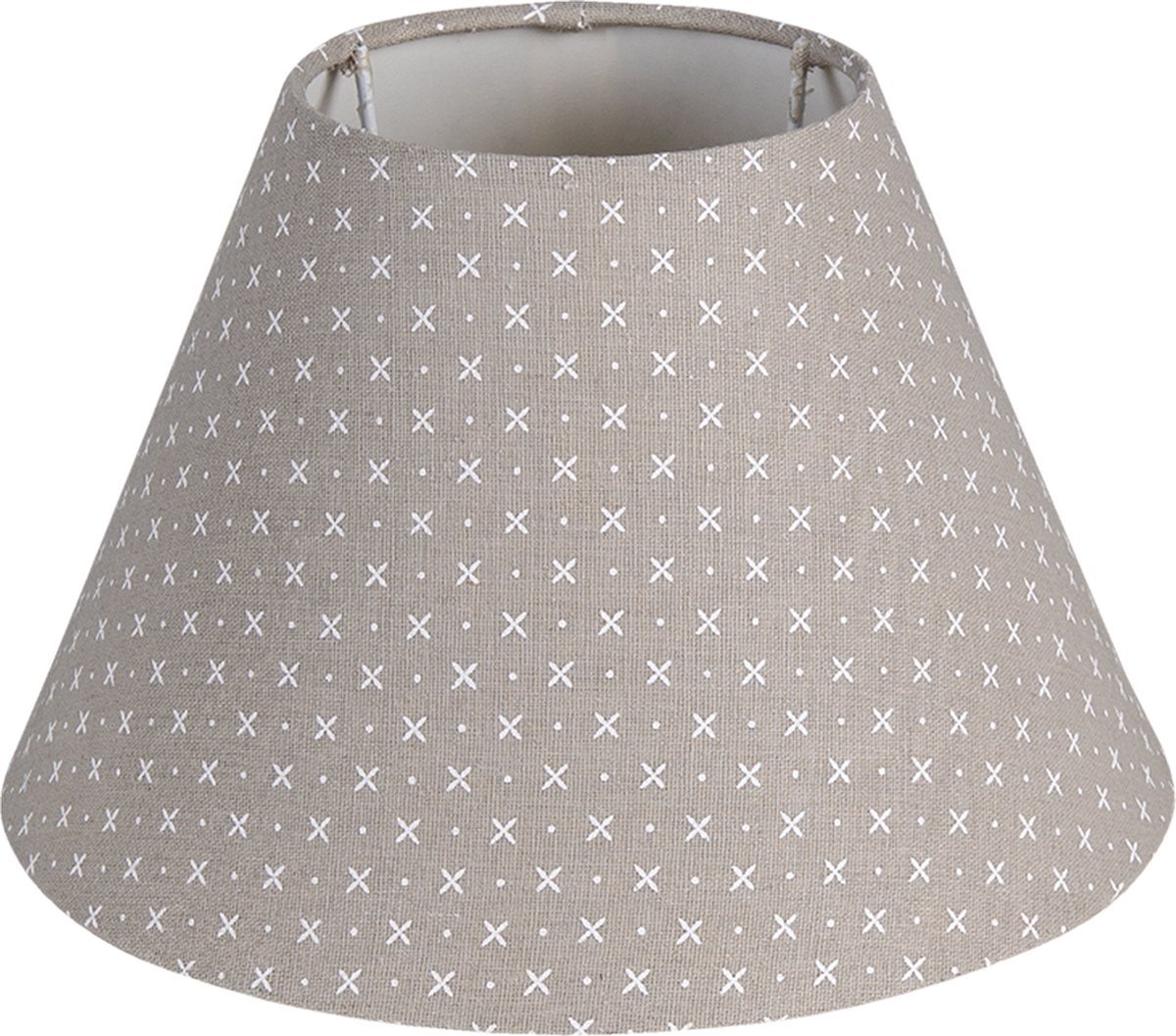HAES deco Lampenkap Natural Cosy grijs met witte stippen en kruisjes bedrukt formaat Ø 25x16 cm voor Fitting E27 Tafellamp Hanglamp