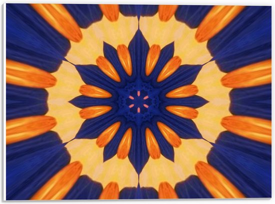 PVC Schuimplaat - Bloemenpatroon van Oranje en Paarse Kleuren - 40x30 cm Foto op PVC Schuimplaat (Met Ophangsysteem)