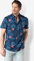 Twinlife Heren shirt floral s.s. - T-Shirts - Duurzaam - Elastisch - Blauw - 4XL