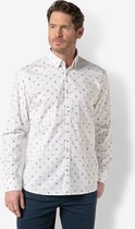Twinlife Heren shirt small leaves - Overhemden - Duurzaam - Elastisch - Wit - 2XL
