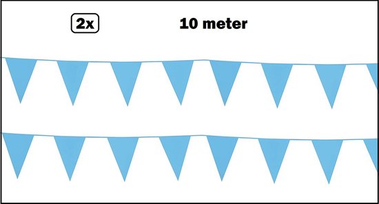 2x Lichtblauwe vlaggenlijn van 10 meter.