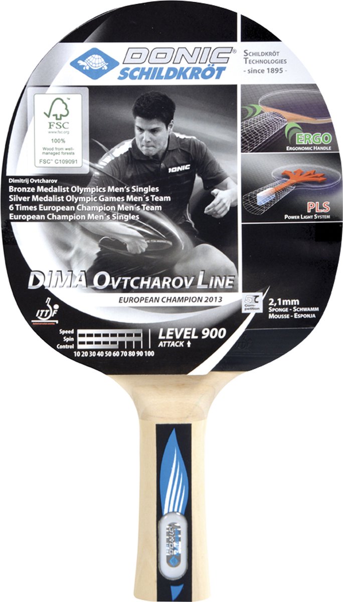 Donic Schildkröt Tafeltennisbat Ovtcharov 900 Fsc Zwart