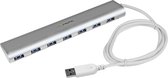 Hub USB 3.0 compact à 7 ports en aluminium avec câble intégré - argent