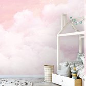 Fotobehang - Wolken - Lucht - Roze/Wit - Kinderkamer - Vliesbehang - (368 x 254 cm)