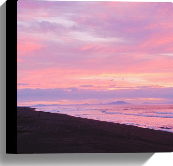 WallClassics - Canvas - Meerkleurig Pastel Tinten Lucht boven Zeewater - 30x30 cm Foto op Canvas Schilderij (Wanddecoratie op Canvas)