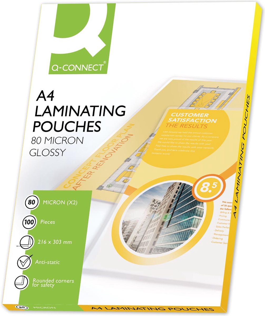Q-CONNECT lamineeretui A4 2x 80 micron 100 stuks 15 stuks