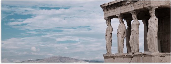 Poster (Mat) - Uitzicht op Parthenon Tempel in Athene, Griekenland - 60x20 cm Foto op Posterpapier met een Matte look