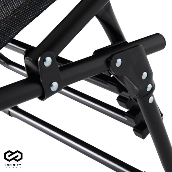 Infinity Goods Ligbed - Opvouwbaar - Inclusief Hoofdkussen - Zonnebed - Ligstoel - Verstelbaar - Tuin - Weerbestendig - Antraciet