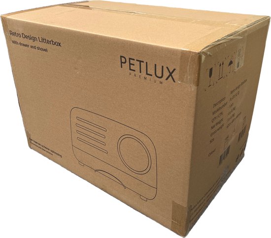 PETLUX® XL kattenbak Retro design met lade, schep en opbergruimte - grote kattenbak - Grijs
