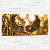 Muursticker - Gouden Egyptisch Isis Beeldje - 100x50 cm Foto op Muursticker