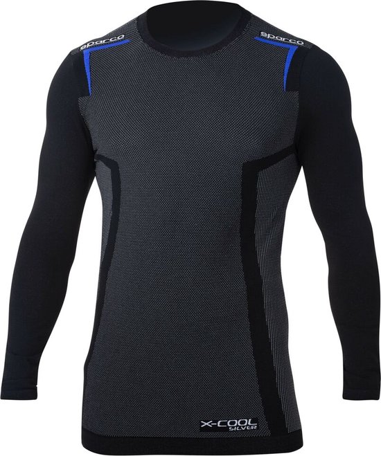 Men's Long Sleeved Compression T-shirt Sparco K-CARBON Black/Blue M/L