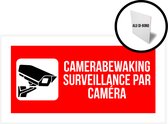 Pictogram/ bord alu di-bond | "Camerabewaking/ Surveillance par caméra" | 30 x 15 cm | Dikte: 3 mm | Beveiliging | Dieven afschrikken | Bewaking | CCTV | Anti-inbraak | Franstalig | Tweetalig | NL/ FR | Roestvrij | Rechthoek | 1 stuk