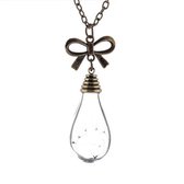 Fashionidea - Mooie bronskleurige ketting met dubbele hanger de Necklace Bulb Flower Ribbon