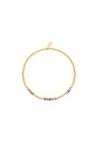 Kralen armband gecombineerd - roze - Natuurstenen collectie Pink & Gold Stone Stone