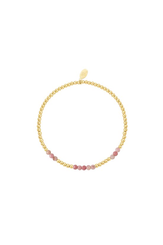 Kralen armband gecombineerd - roze - Natuurstenen collectie Pink & Gold Stone Stone