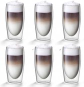 Grote Dubbelwandige Caffe latte glazen 0,35L - Set van 6 - Flame
