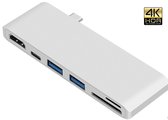 6 in 1 USB C Type-C Hub naar HDMI Adapter 4K + 2x USB 3.0 Poort + USB C PD (power delivery) + Micro SD / SD Kaartlezer -
