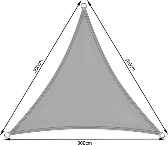 Tarp - Schaduwdoek - UV Bestendig & Waterdicht - inclusief bevestiging - 3x3x3m - metalen bevestigpunten - 