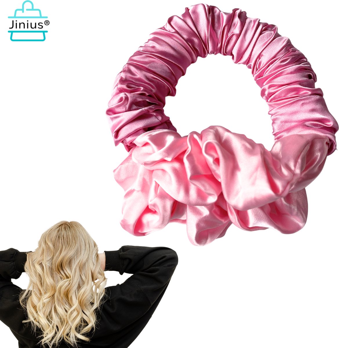 Jinius ® - Licht Roze - Heatless Scrunchie - Scrunchies - Krullen - Haar Krullen - Gezond Haar- Curls - Haar Krullen Zonder Hitte - Hittevrije Krullen - Haarkrullers - Bekend van TikTok