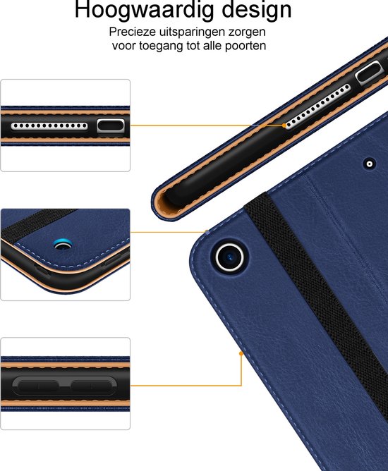 Dasaja iPad 10.2 (2019 / 2020 / 2021) étui en cuir bleu avec porte-stylo